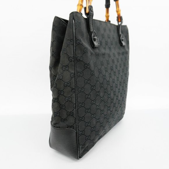 Gucci Tote Bag GG Canvas Bamboo 112530 Black Women's - Picture 2 of 14